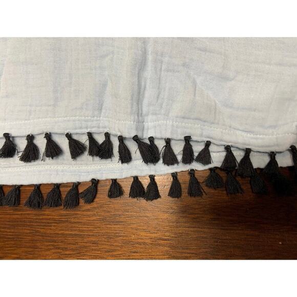 Johnny Was Embroidered Southwestern Boho Hippie Gauzy Top Women Medium Tassle - Picture 11 of 12